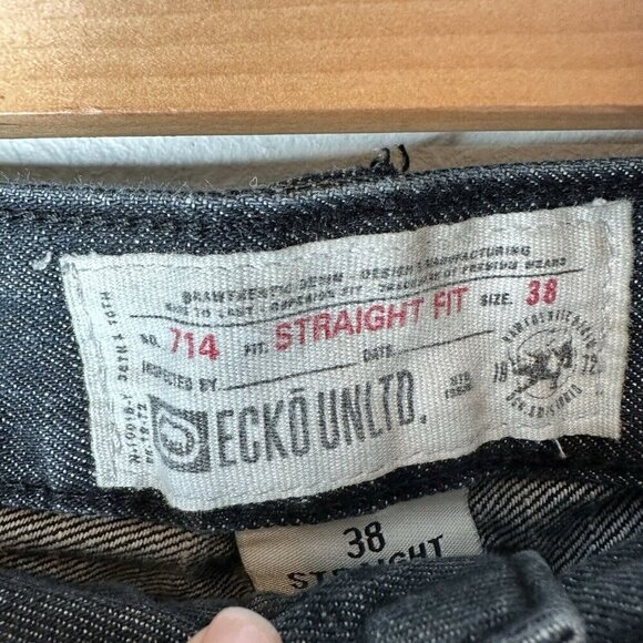 Ecko Unltd Jeans Mens 38x30 Black Straight Fit Denim Normcore Y2K Loose Fit USA - Picture 4 of 11